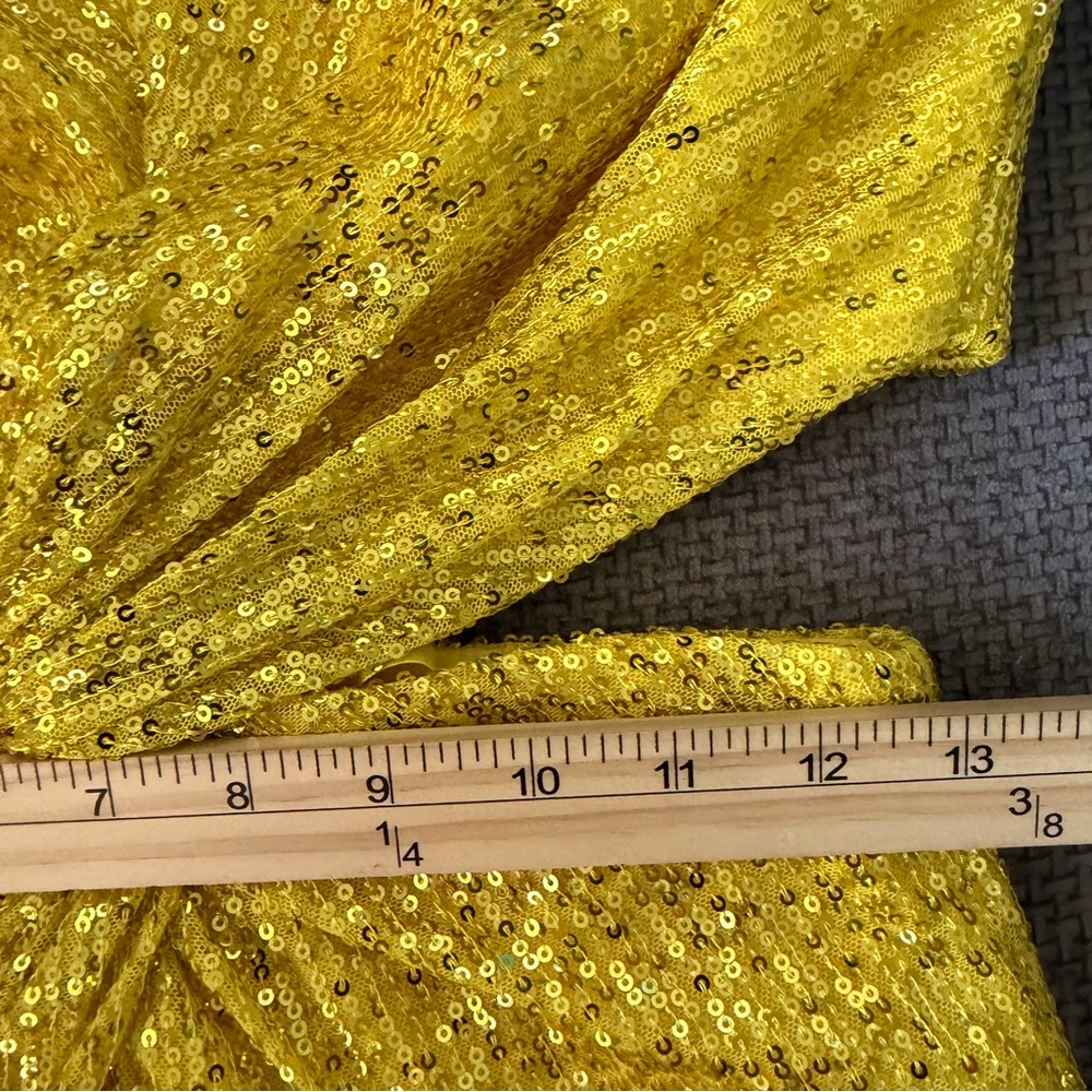 Mac Duggal Yellow Gold Sequin Cutout Twist Sheath Dress 4 Graduation Wedding - Picture 10 of 14